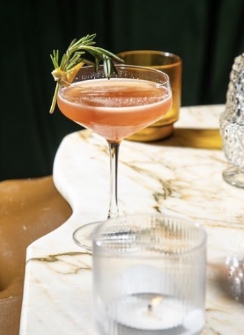 Rose cocktail on a marble table